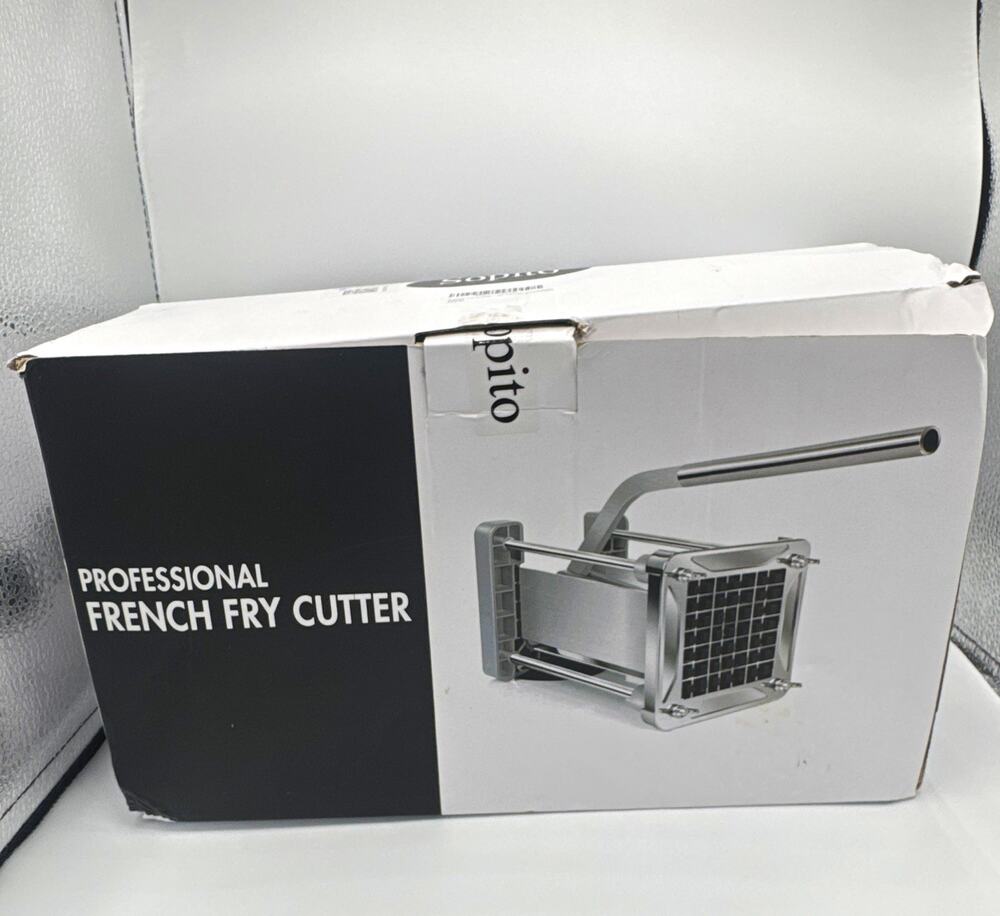 Sopito Manual Metal French Fry Cutter w/ Handles, Silver Vegetable Slicer